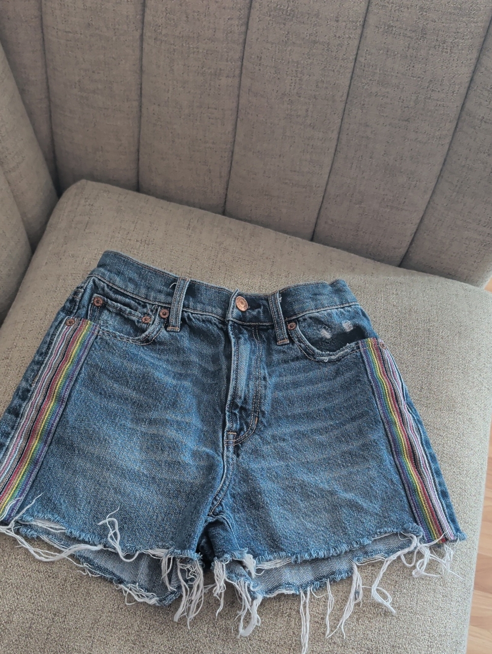 American Eagle Pride Highest Rise '90 Boyfriend Shorts With Rainbow Side Stripes